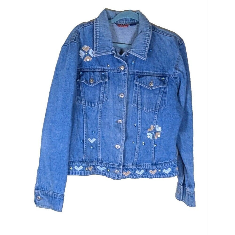 Vintage Y2K Agapo Women's Denim Jacket XL Blue Southwestern Jacket